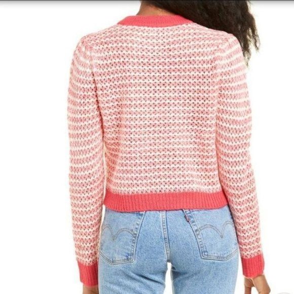 NEW Wayf Pink Striped Open Knit Sweater Size M - Picture 2 of 5